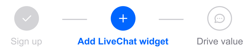 You are on "Add LiveChat widget" step